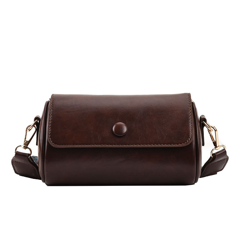 Wholesale PU Messenger Broadband Single Shoulder Cylinder Bag